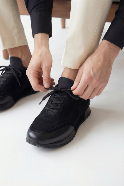 The Hudson Black Suede Men Sneaker