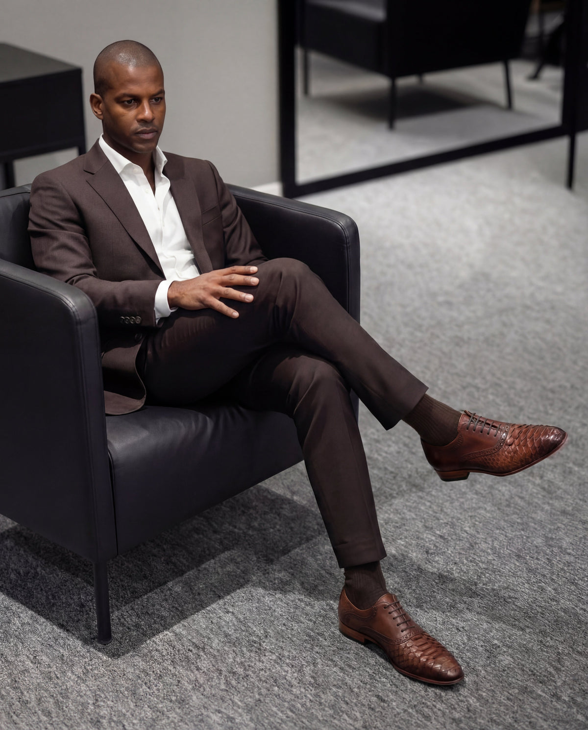 The Varenne Tan Pythn Leather Oxford Men Shoe