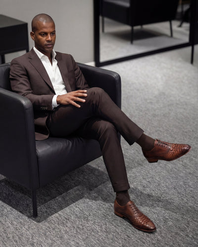 The Varenne Tan Pythn Leather Oxford Men Shoe