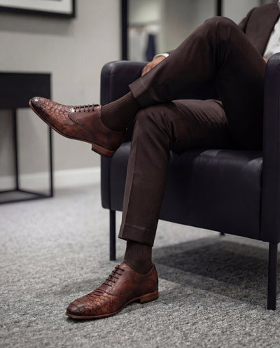 The Varenne Tan Pythn Leather Oxford Men Shoe