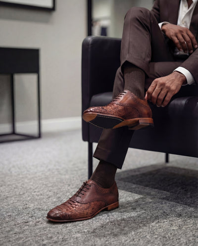 The Varenne Tan Pythn Leather Oxford Men Shoe