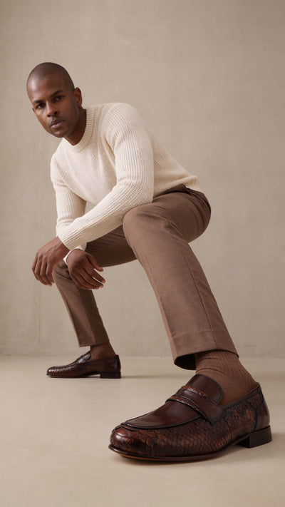 The Aurelio Brown Python & Baby Buffalo Leather Penny Loafer
