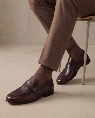 The Aurelio Brown Python & Baby Buffalo Leather Penny Loafer