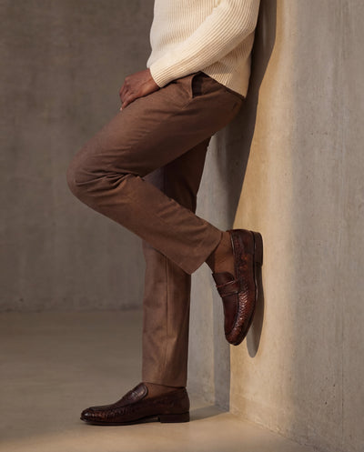 The Aurelio Brown Python & Baby Buffalo Leather Penny Loafer