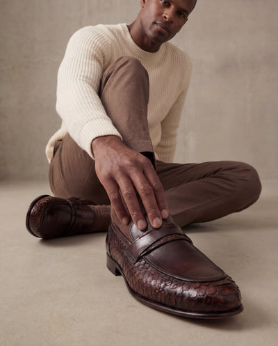 The Aurelio Brown Python & Baby Buffalo Leather Penny Loafer