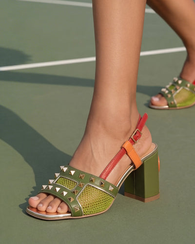 The Linea Green Leather Women Slingback Sandal