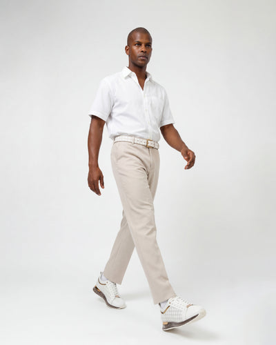 The Cenova White & Gold Leather Men Sneaker