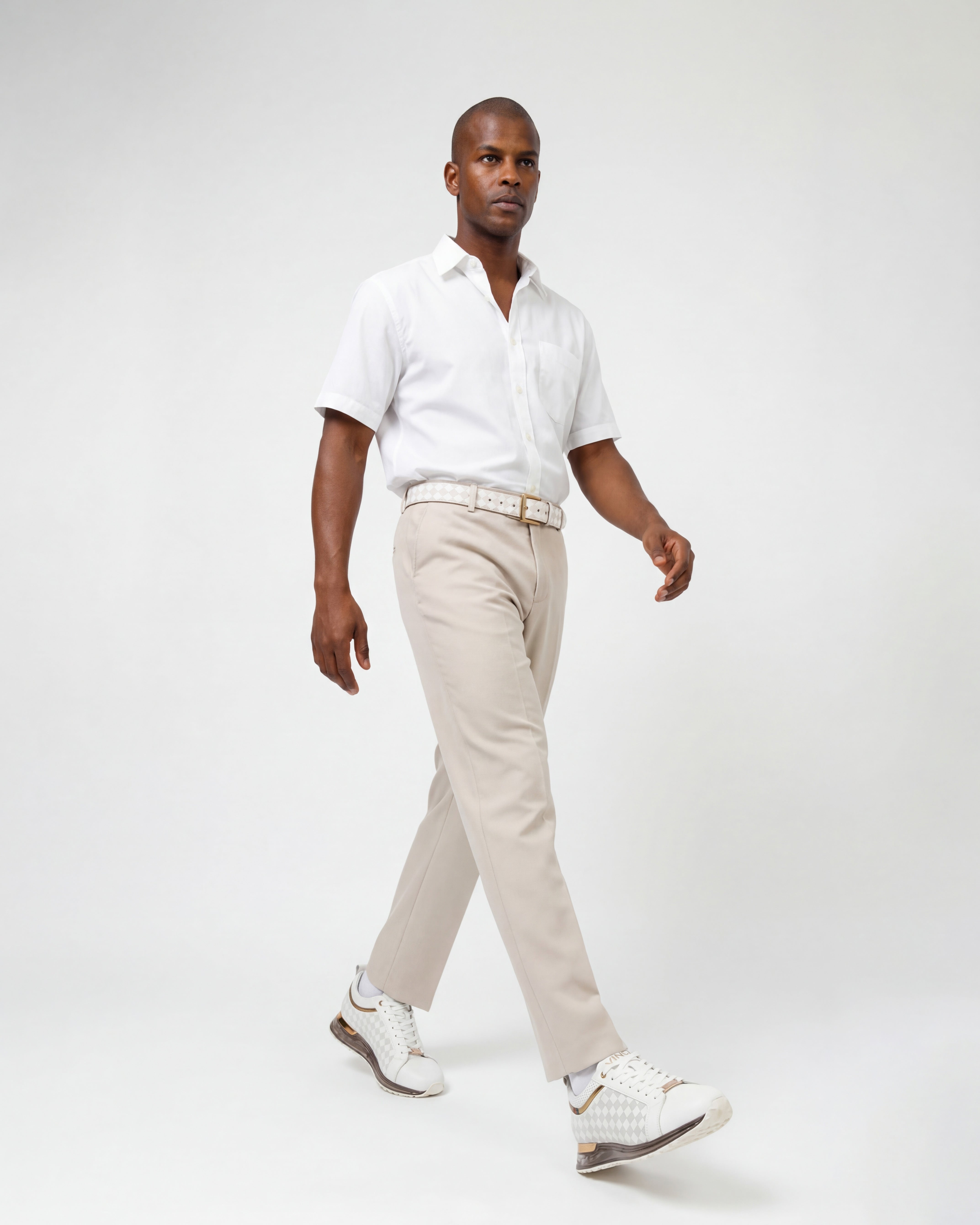 The Cenova White & Gold Leather Men Sneaker