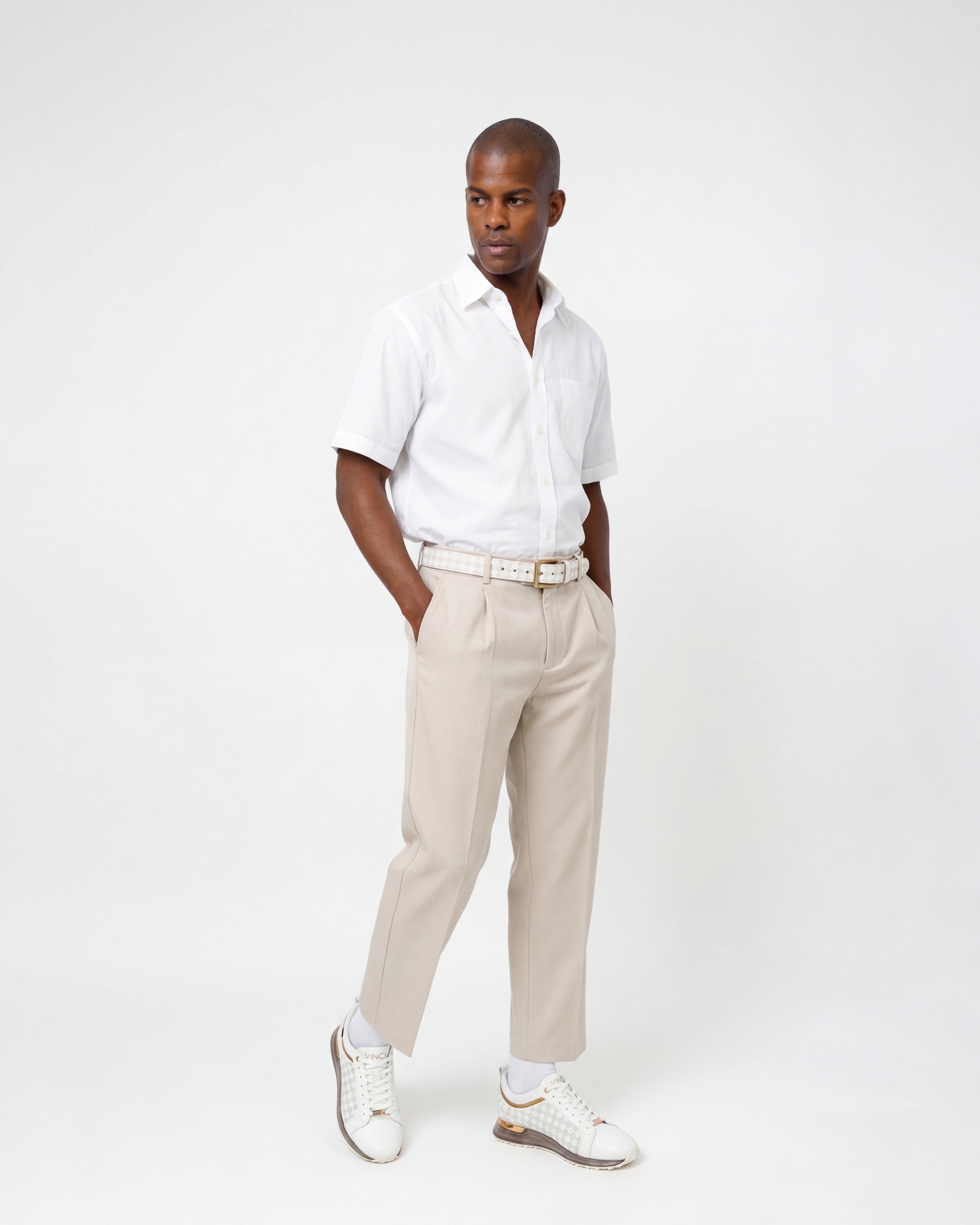 The Cenova White & Gold Leather Men Sneaker