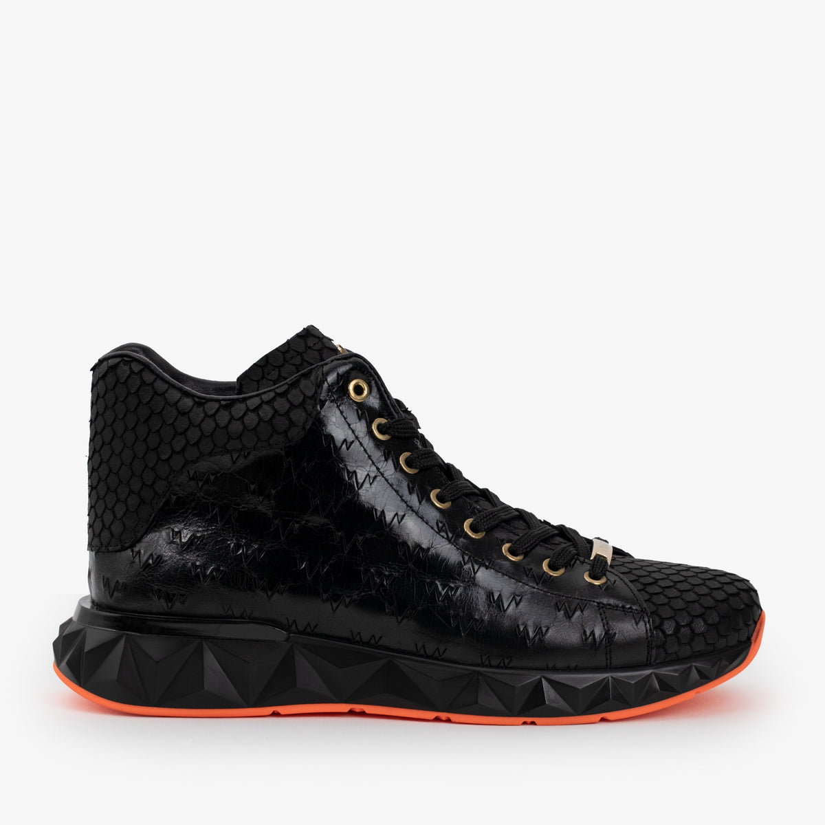 Vinci Leather The Caesars Black Leather High-Top Men Sneaker – product view 1