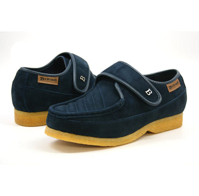 British Walkers Royal Men's Retro Navy Leather and Suede Strap Shoes Extra Width view 1