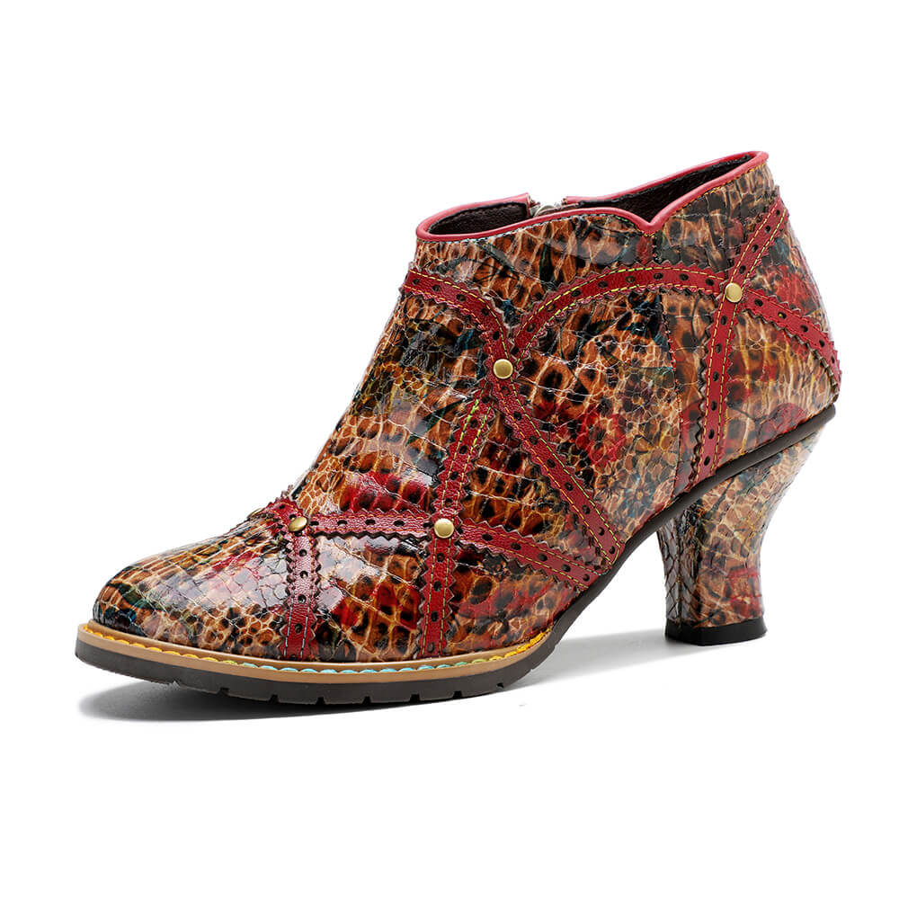 Colorful Handmade Low Heel Booties – product view 3