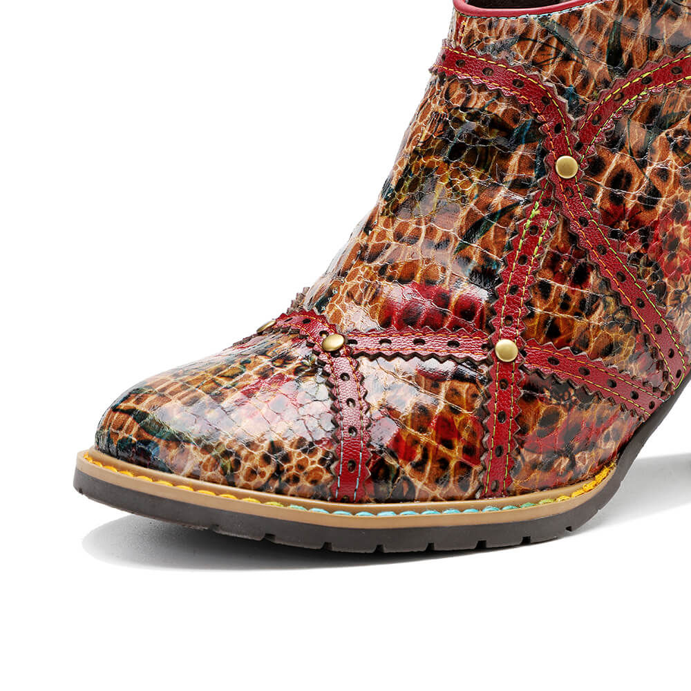 Colorful Handmade Low Heel Booties – product view 9