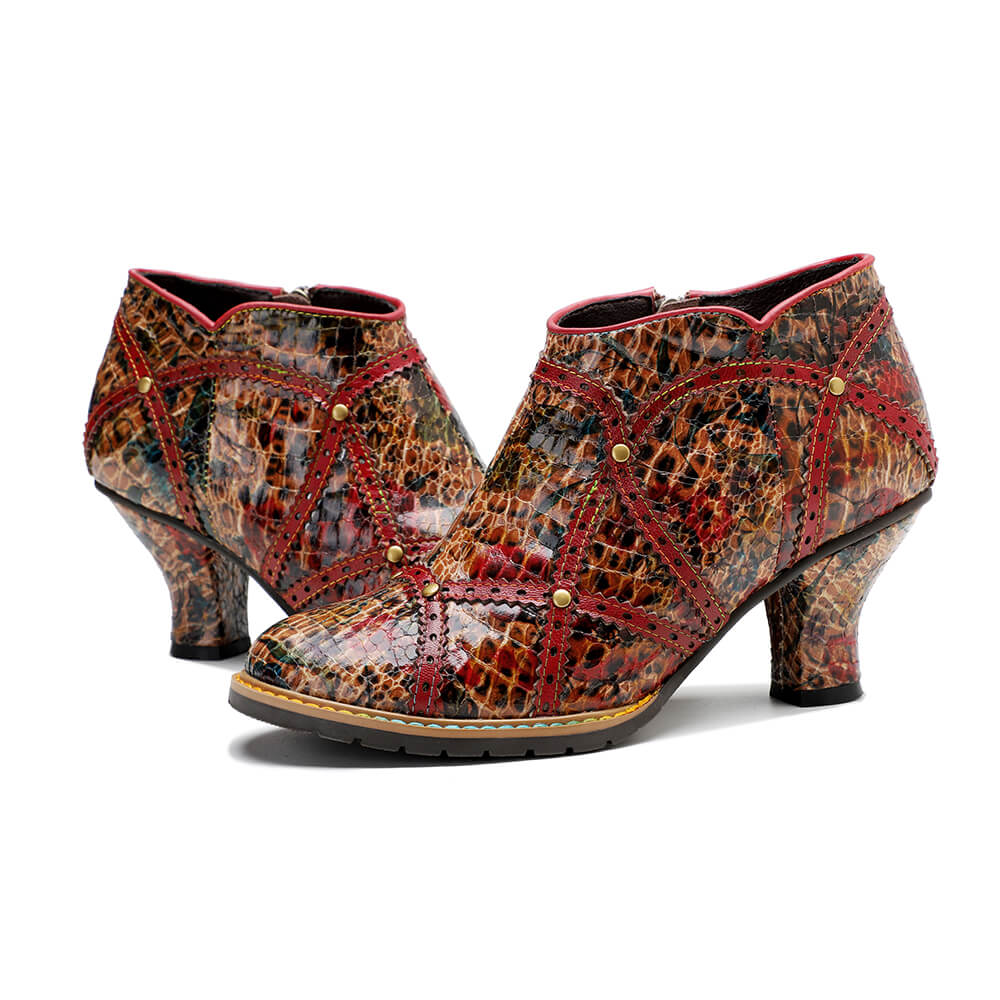 Colorful Handmade Low Heel Booties – product view 5