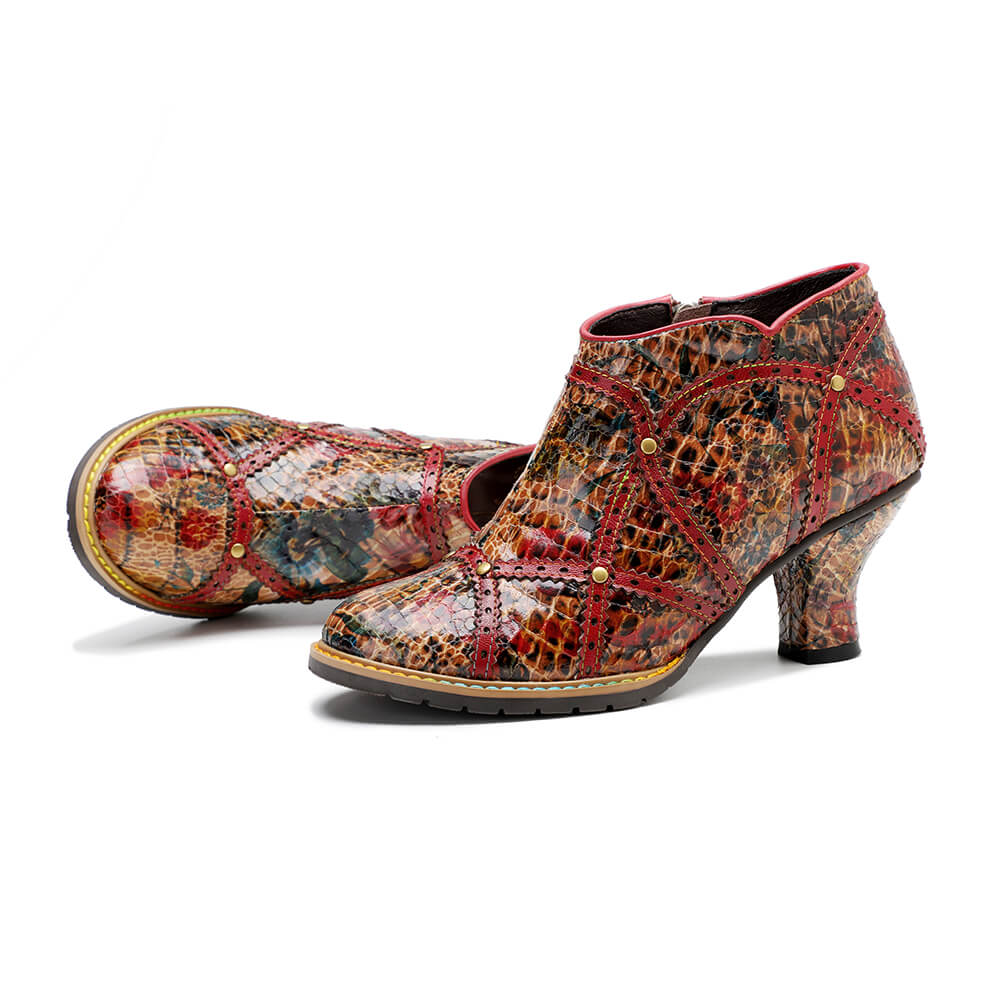 Colorful Handmade Low Heel Booties – product view 6