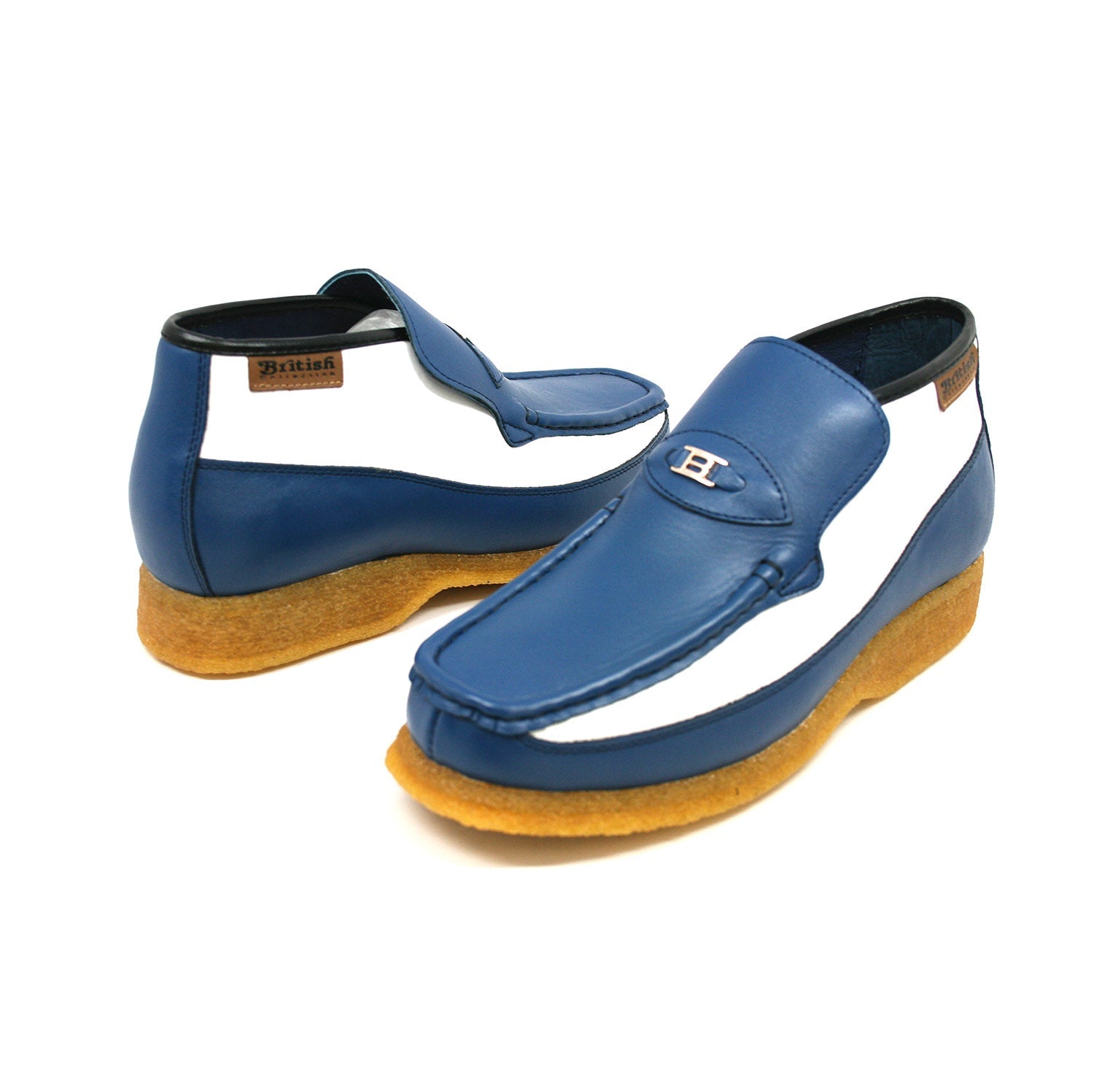 British Walkers Checkers Men's Blue and White Slip On Shoes view 1