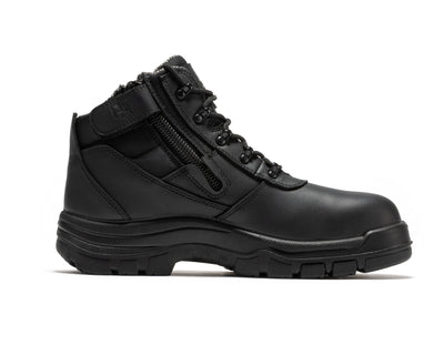 ROCKROOSTER Avalon Black 6 Inch Zip-sided Composite toe Leather Work Boots CP213BK