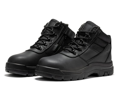 ROCKROOSTER Avalon Black 6 Inch Zip-sided Composite toe Leather Work Boots CP213BK