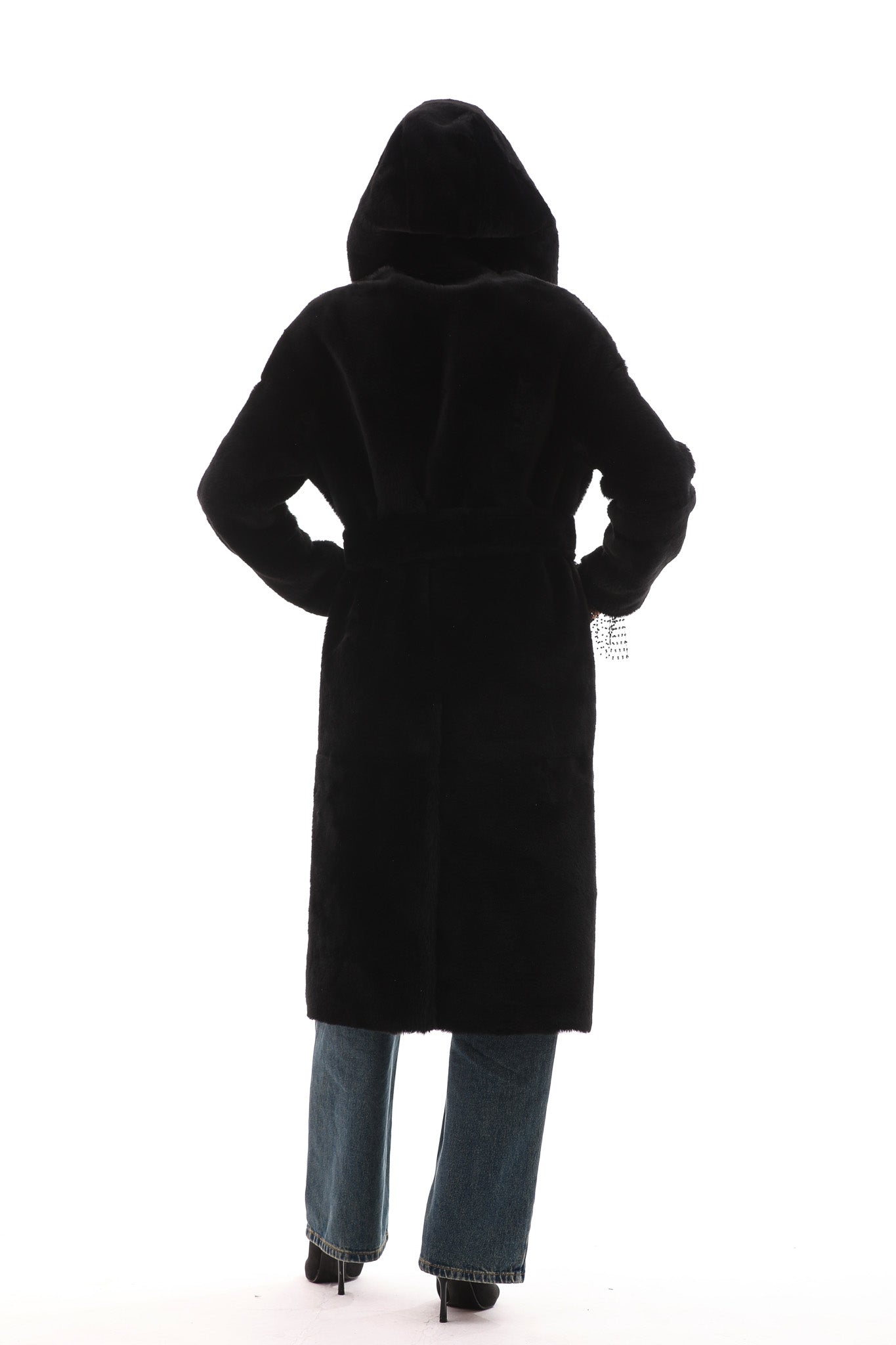 The Virella Reversible Hooded Shearling Black Leather Women Jacket