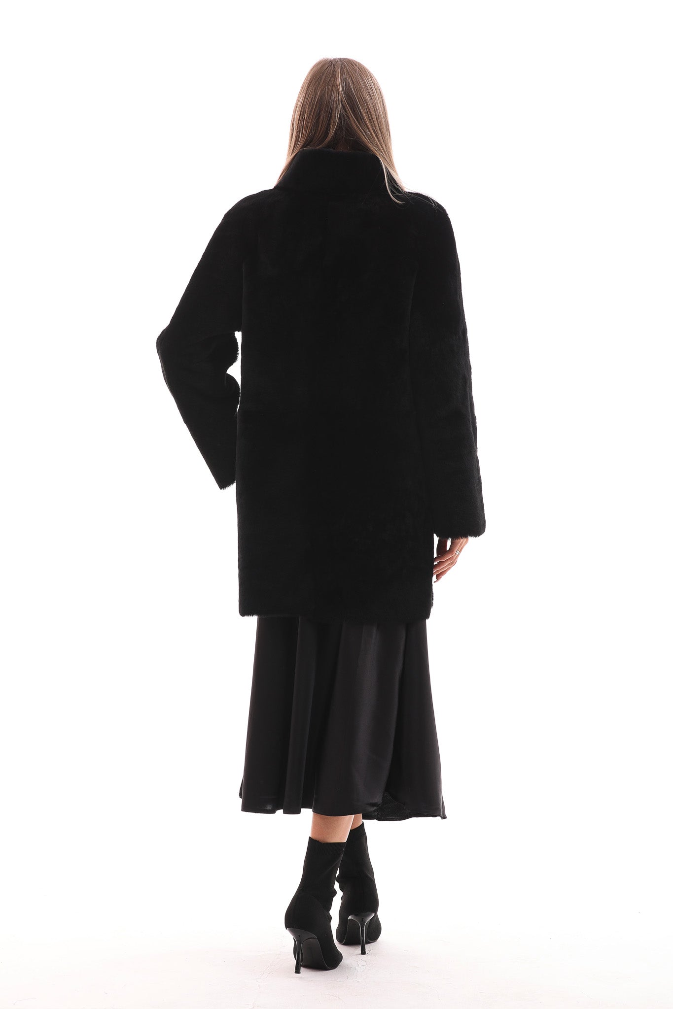 The Nyra Black Reversible Shearling Women Leather Jacket