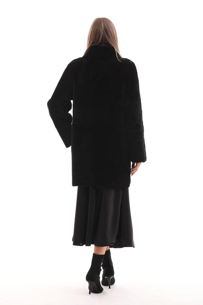 The Nyra Black Reversible Shearling Women Leather Jacket