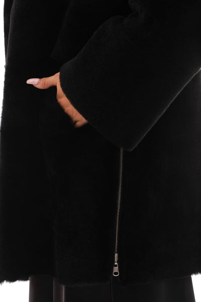 The Nyra Black Reversible Shearling Women Leather Jacket