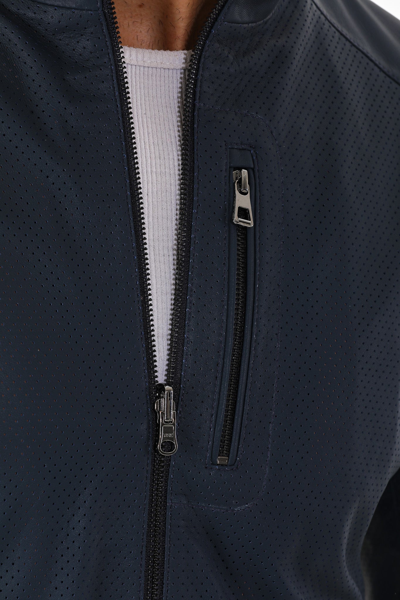 The Como Navy Blue Leather Bomber Men Jacket