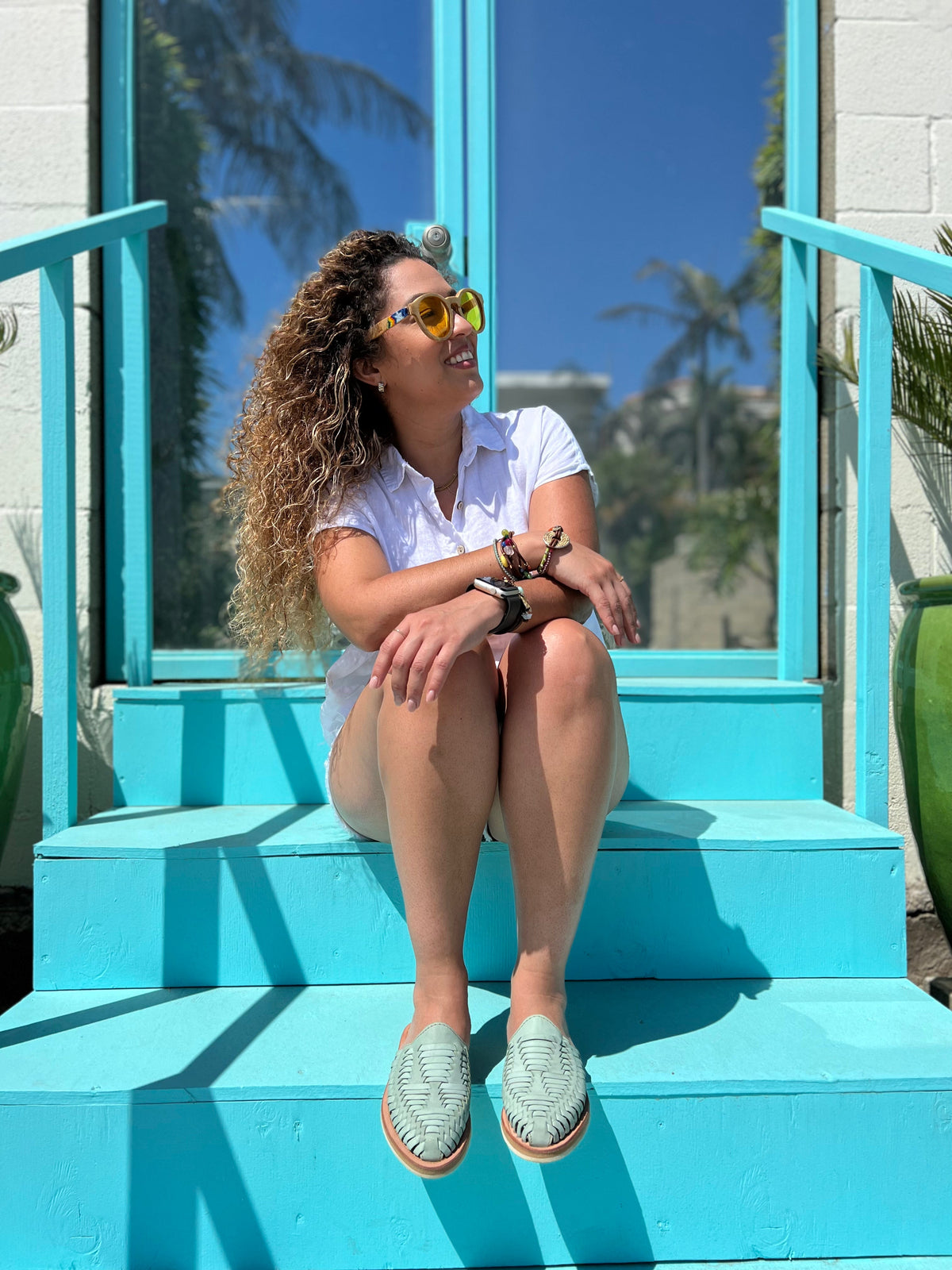 Bottomless Co. Marbella Huarache Slip-On Teal – product view 5
