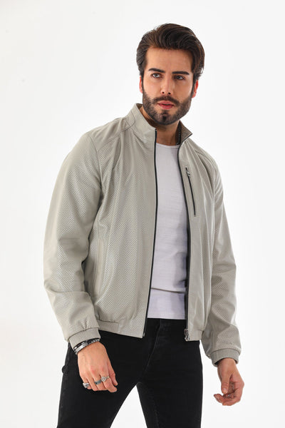 The Como Reversible Cream & Black Leather Bomber Men Jacket
