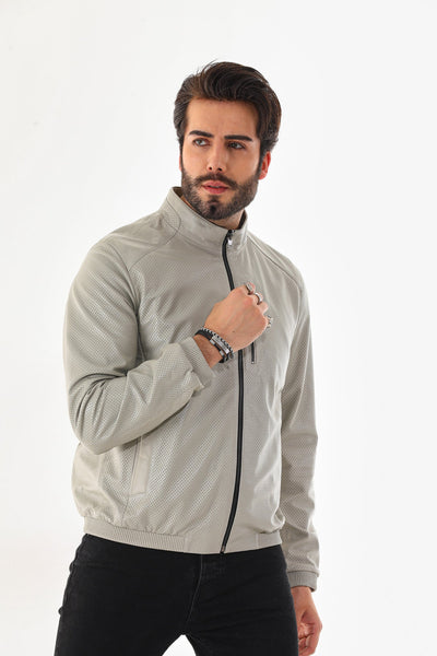 The Como Reversible Cream & Black Leather Bomber Men Jacket