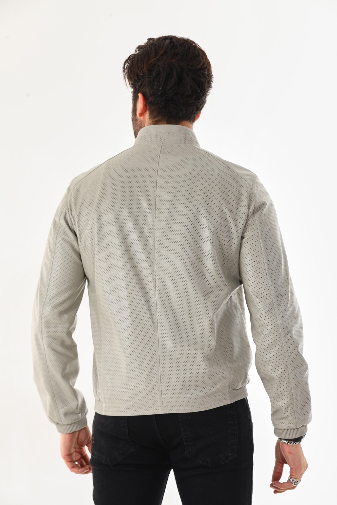 The Como Reversible Cream & Black Leather Bomber Men Jacket