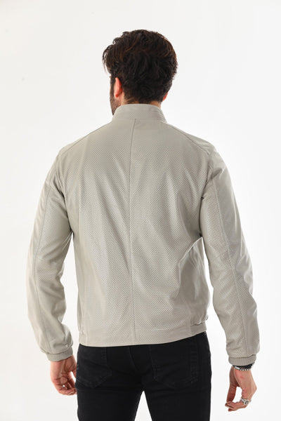 The Como Reversible Cream & Black Leather Bomber Men Jacket