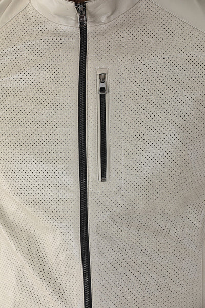 The Como Reversible Cream & Black Leather Bomber Men Jacket