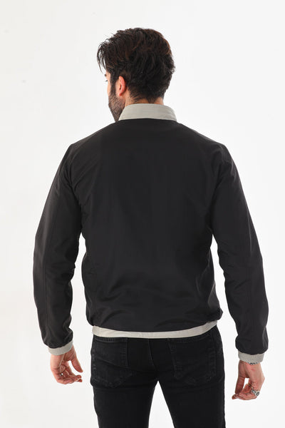 The Como Reversible Cream & Black Leather Bomber Men Jacket