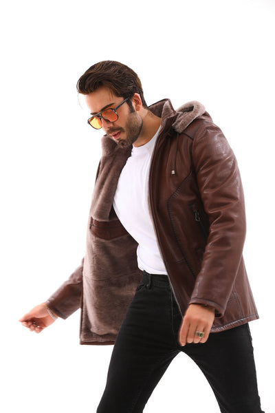 The Bergamo Brown Shearling Leather Men Jacket