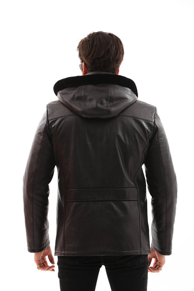 The Bergamo Black Shearling Leather Men Jacket