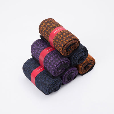 Men’s Bamboo Dress Socks 6-Pack Gift Box, Rust & Purple