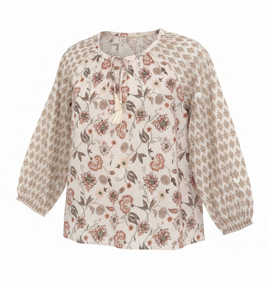 [161655-690] WOMENS LUCKY BRAND NOTCH NECK BLOUSE - PINK MULTI – product view 2
