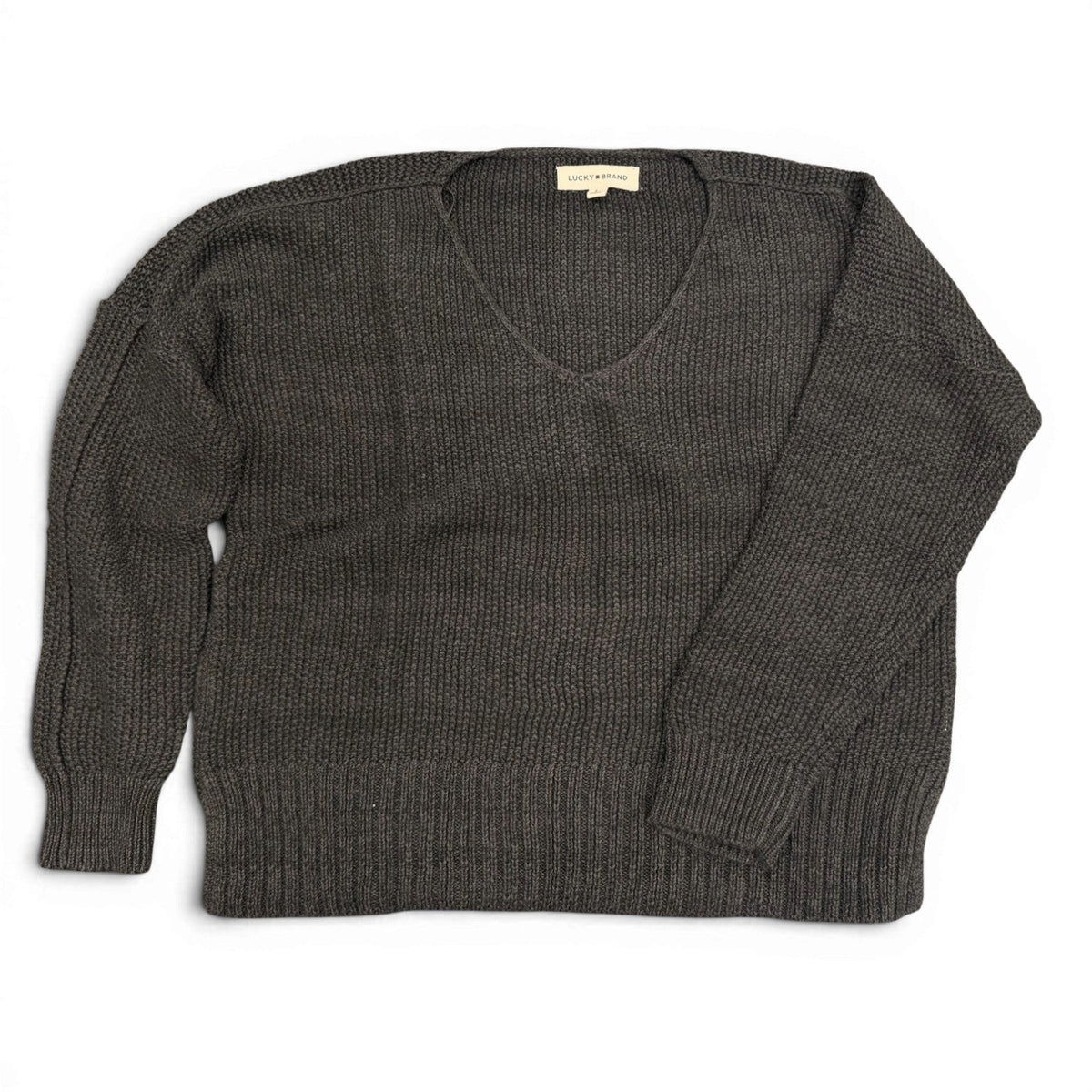 [7WP5056-001] WOMENS LUCKY BRAND SPRING WEIGHT V NECK PULLOVER - BLACK COMBO – product view 2