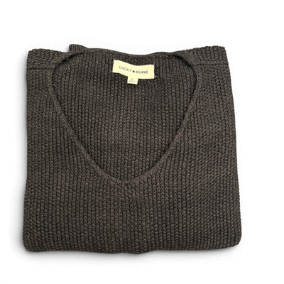 [7WP5056-001] WOMENS LUCKY BRAND SPRING WEIGHT V NECK PULLOVER - BLACK COMBO