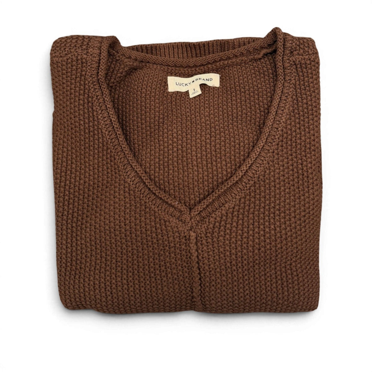 [163381-249] WOMENS LUCKY BRAND L/S SOLID TEXTURED V NK (5GG) - CHICORY COFFEE – product view 3