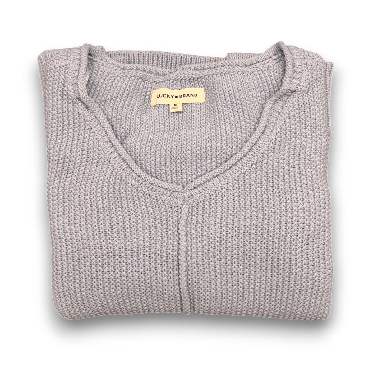 [163381-430] WOMENS LUCKY BRAND L/S SOLID TEXTURED V NK (5GG) - DUSTY BLUE – product view 3