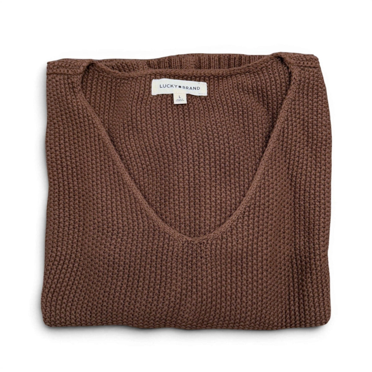 [7WP5056-249] WOMENS LUCKY BRAND SPRING WEIGHT V NECK PULLOVER - CHICORY COFFEE – product view 2
