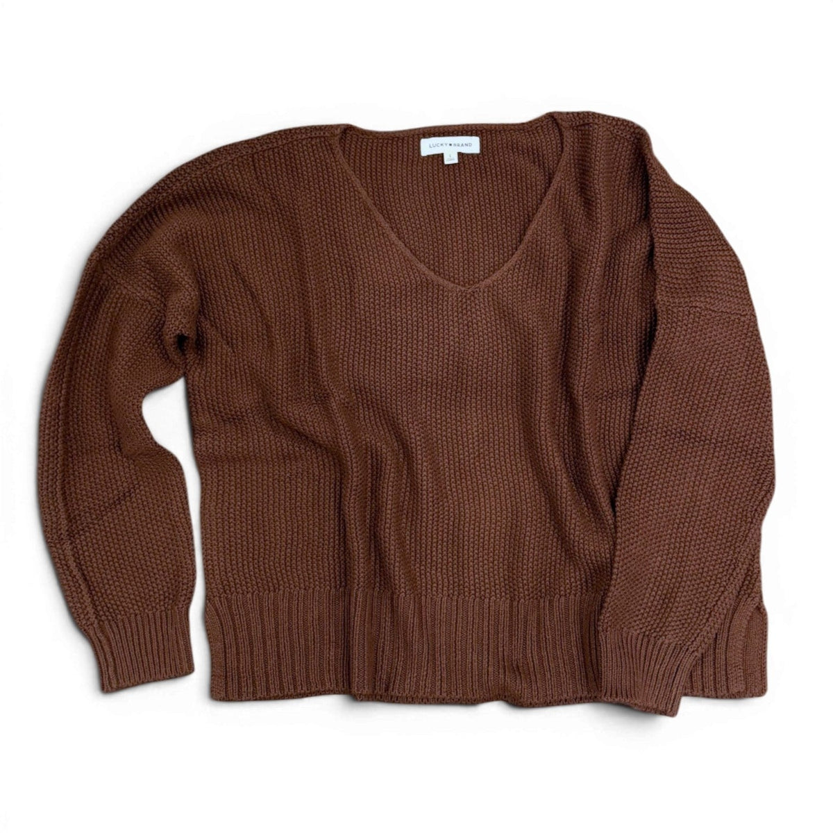 [7WP5056-249] WOMENS LUCKY BRAND SPRING WEIGHT V NECK PULLOVER - CHICORY COFFEE – product view 3