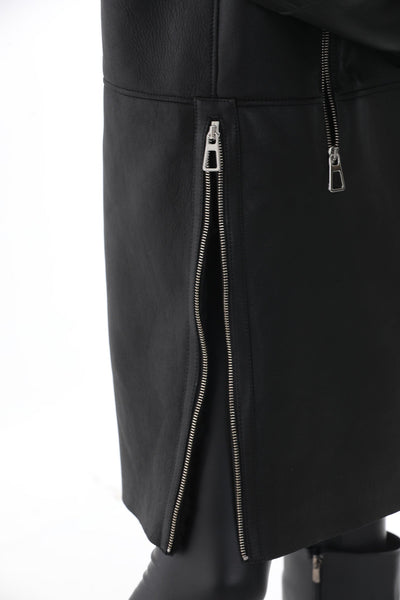 Vinci Leather The Onyx Black Shearling & Fox Fur Leather Women Jacket – product view 5