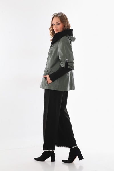 Vinci Leather The Hudson Olive Green Leather Women Jacket – product view 13
