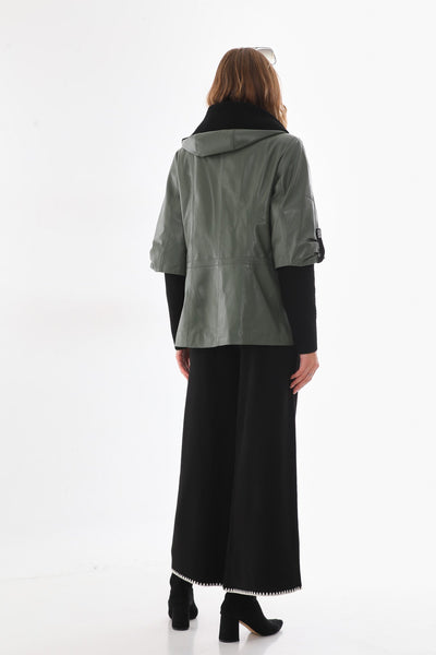 Vinci Leather The Hudson Olive Green Leather Women Jacket – product view 14