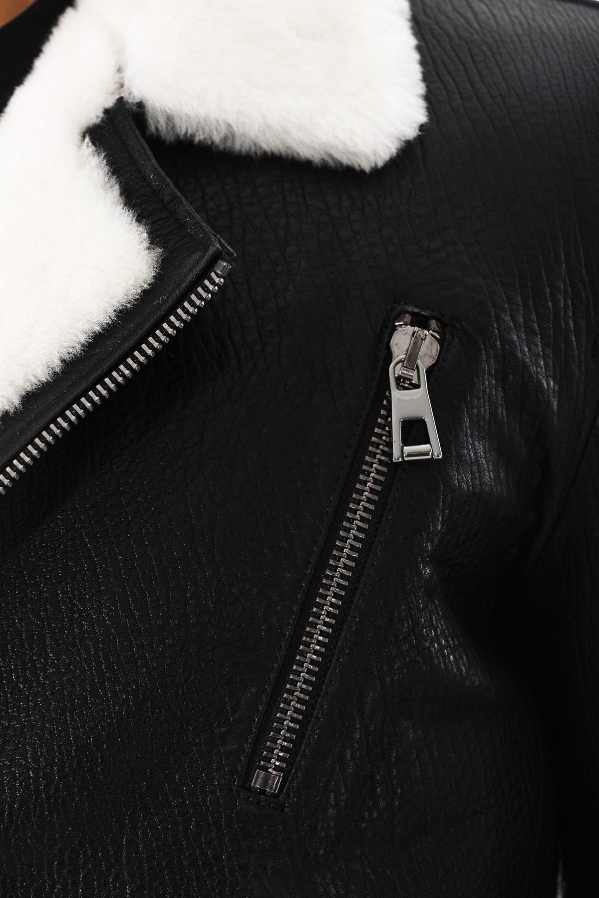 Vinci Leather The Cortina Black Shearling Leather Men Jacket – product view 5
