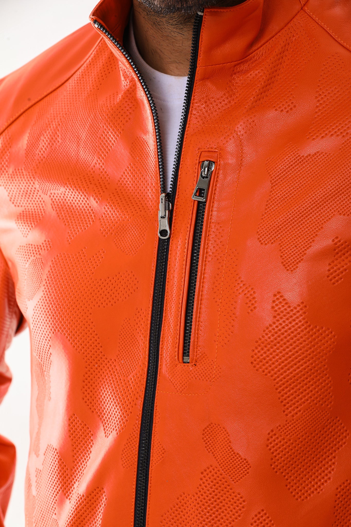 The Como Reversible Orange & Black Leather Bomber Men Jacket