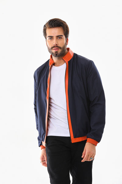The Como Reversible Orange & Black Leather Bomber Men Jacket